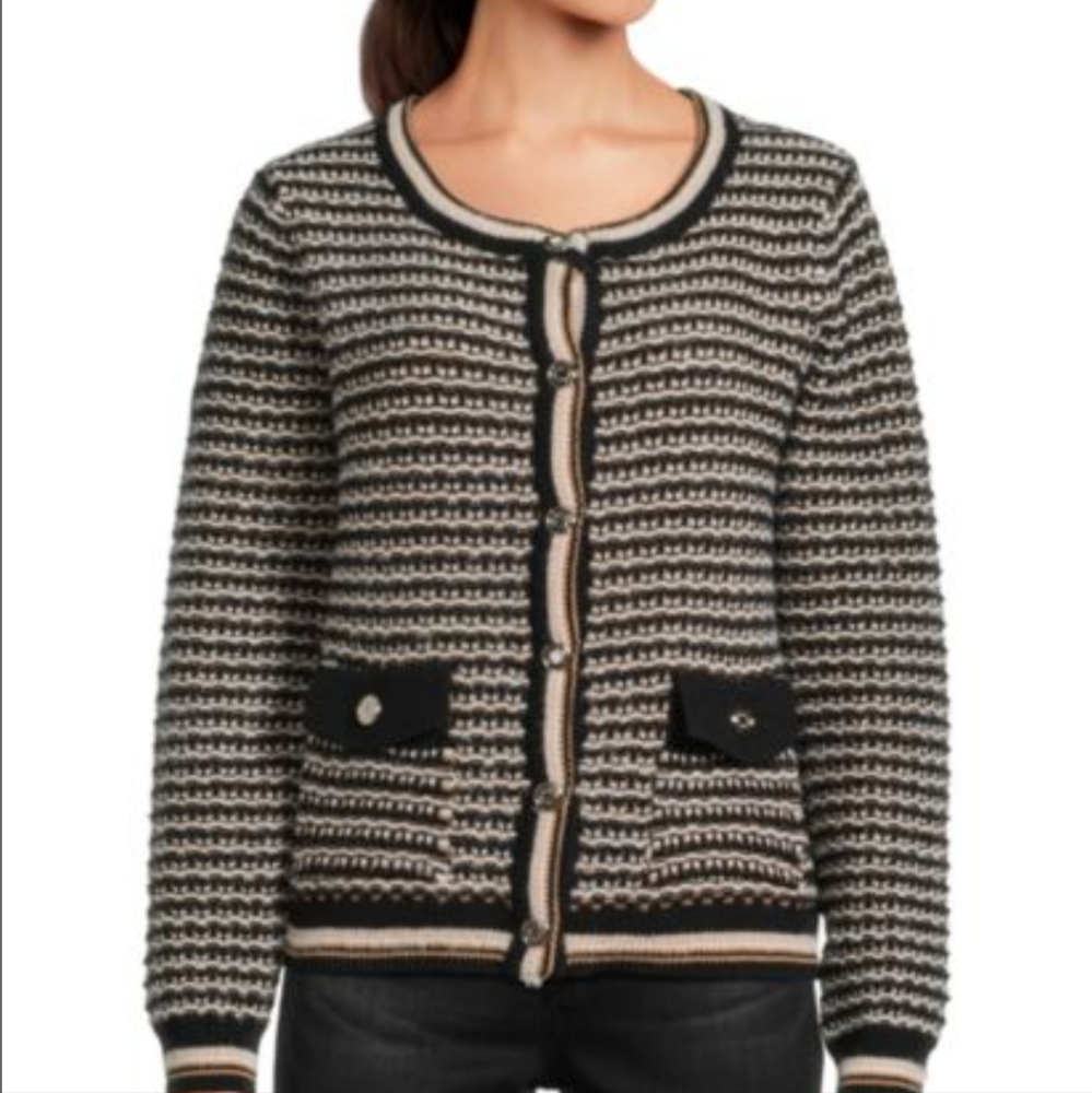Nanette Lepore Tweed Cardigan L